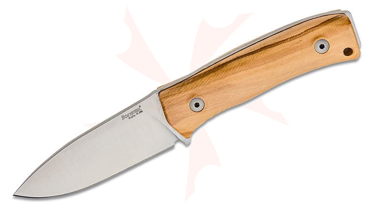 LionSteel M4 UL Bushcrafting Fixed 3.74 inch Satin M390 Plain Blade, Olive Wood Handles, Leather Sheath