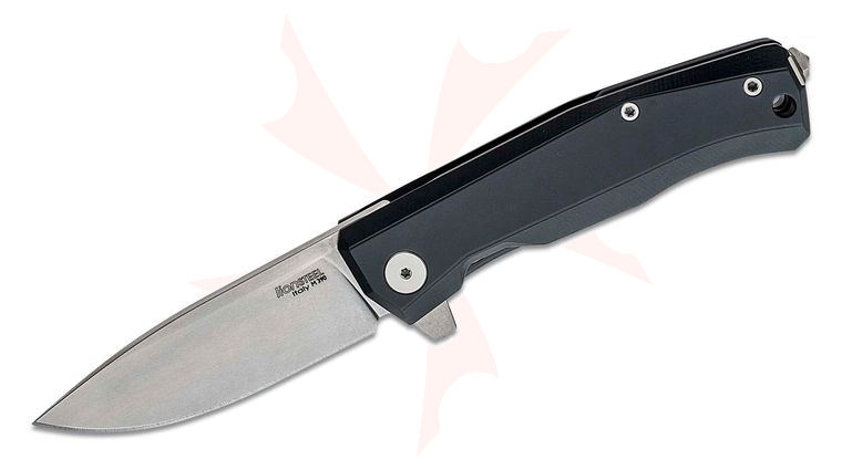 LionSteel MT01A BS Myto Flipper Knife 3.27 inch M390 Satin Blade, Black Aluminum Handles