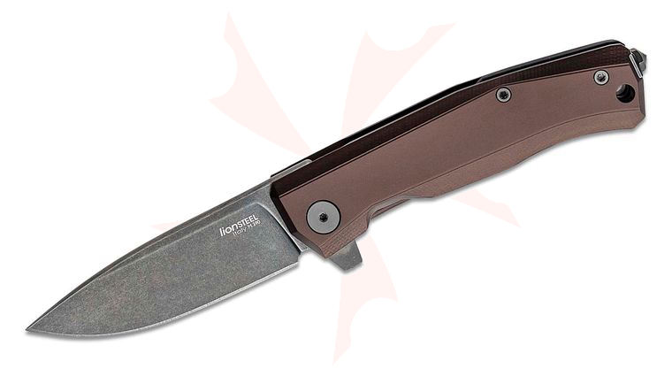 LionSteel MT01A EB Myto Flipper Knife 3.27 inch M390 Black PVD Stonewashed Blade, Brown Aluminum Handles