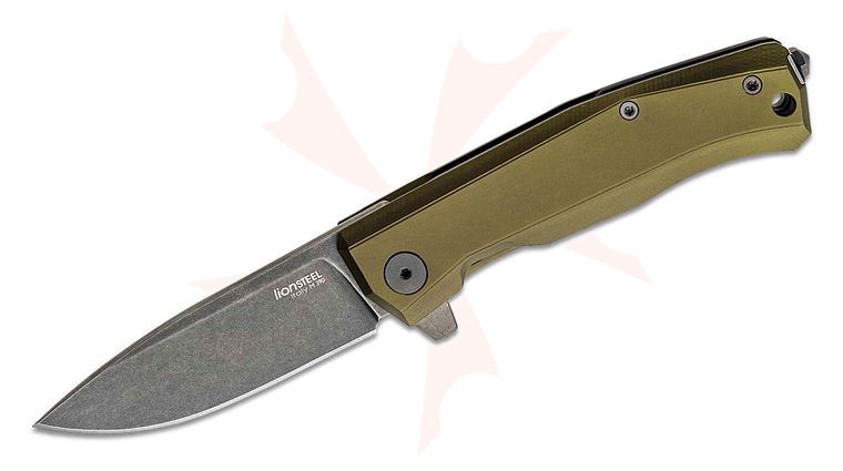 LionSteel MT01A GB Myto Flipper Knife 3.27 inch M390 Black PVD Stonewashed Blade, Green Aluminum Handles