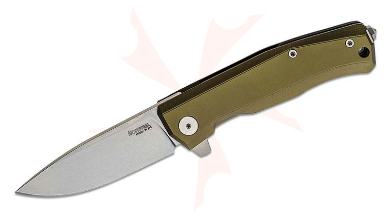 LionSteel MT01A GS Myto Flipper Knife 3.27 inch M390 Satin Blade, Green Aluminum Handles