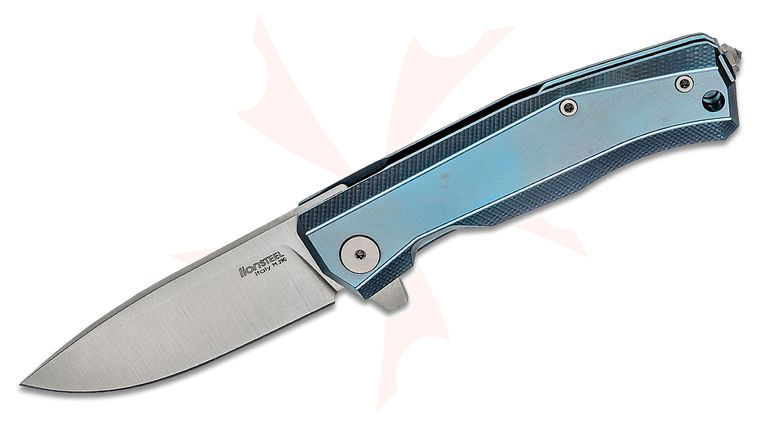 LionSteel MT01 BL Myto Flipper Knife 3.27 inch M390 Satin Blade, Blue Titanium Handles