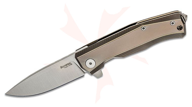 LionSteel MT01 BR Myto Flipper Knife 3.27 inch M390 Satin Blade, Bronze Titanium Handles
