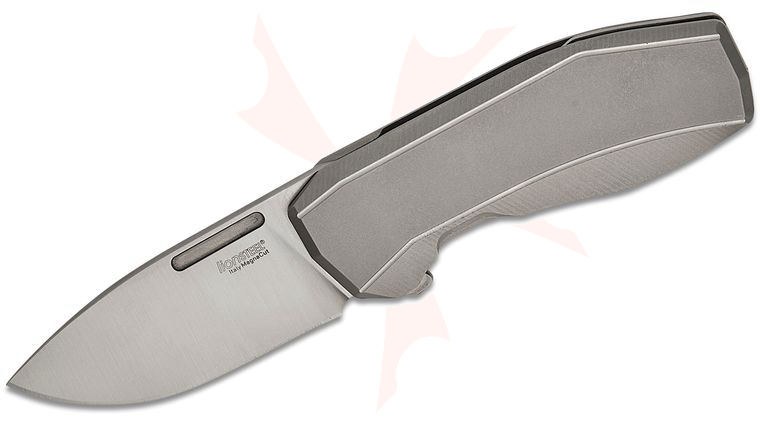 LionSteel N1 GY N.ONE Frame Lock Flipper Knife 2.56 inch CPM-MagnaCut Satin Drop Point Blade, Gray Titanium Handles