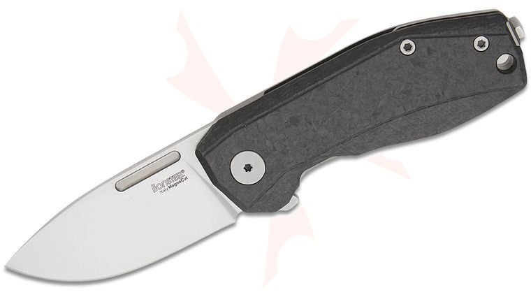 LionSteel NA01 CF Nano Frame Lock Flipper Knife 2.56 inch CPM-MagnaCut Satin Drop Point Blade, Carbon Fiber and Gray Titanium Handles