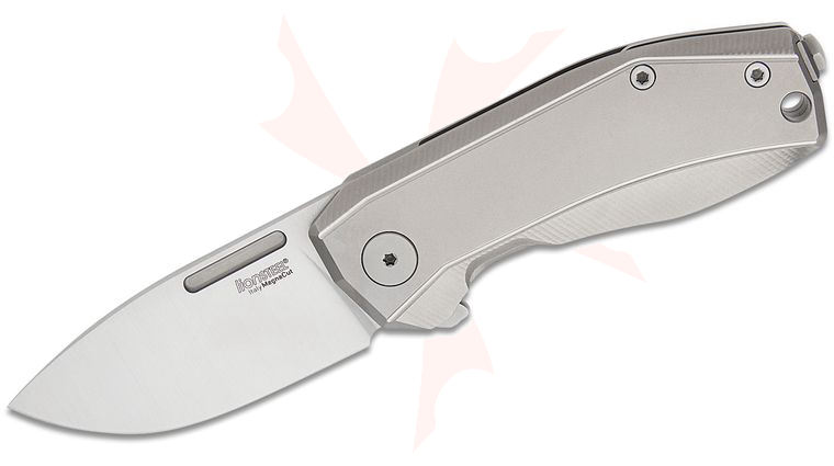 LionSteel NA01 GY Nano Frame Lock Flipper Knife 2.56 inch CPM-MagnaCut Satin Drop Point Blade, Gray Titanium Handles