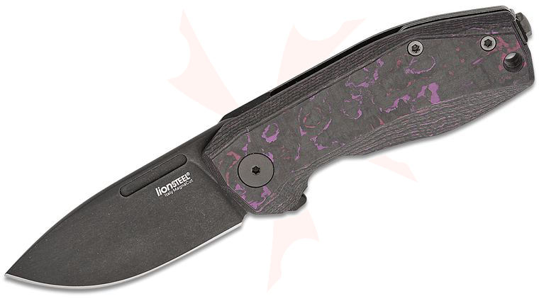LionSteel NA01 PH Nano Frame Lock Flipper Knife 2.56 inch CPM-MagnaCut Black Stonewashed Drop Point Blade, Purple Haze FatCarbon and Black Stonewashed Titanium Handles