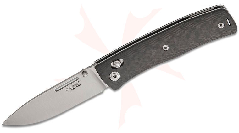 LionSteel NN1 CF NiNi Crossbar Lock Folding Knife 2.75 inch M390 Satin Drop Point Blade, Carbon Fiber Handles