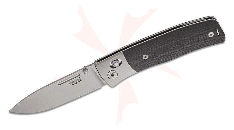 LionSteel NN2 GBK NiNi Crossbar Lock Folding Knife 2.75 inch M390 Satin Drop Point Blade, Black G10 Handles with Titanium Bolsters