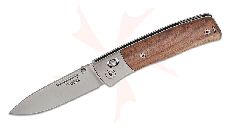 LionSteel NN2 ST NiNi Crossbar Lock Folding Knife 2.75 inch M390 Satin Drop Point Blade, Santos Wood Handles with Titanium Bolsters