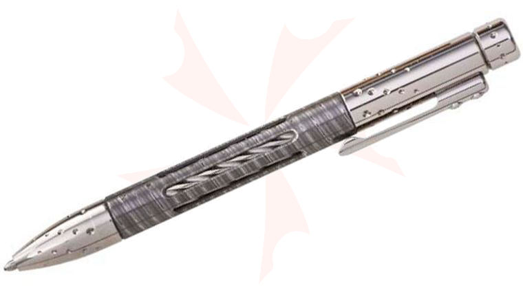 LionSteel Nyala Titanium and Super Dense Twist Damasteel Pen, Gray Shine
