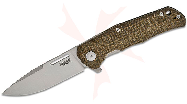 LionSteel Q4 BGR Q4ttro Frame Lock Flipper Knife 3.31 inch CPM-MagnaCut Satin Drop Point Blade, Green Burlap Micarta/Matte Titanium Handle