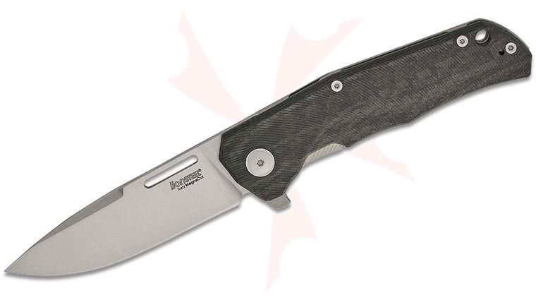 LionSteel Q4 CF Q4ttro Frame Lock Flipper Knife 3.31 inch CPM-MagnaCut Satin Drop Point Blade, Carbon Fiber/Matte Titanium Handle