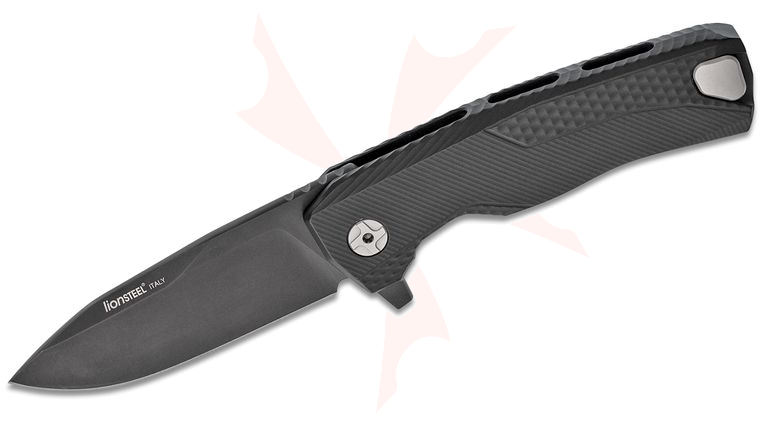 LionSteel ROK A BB Integral Flipper Knife 3.39 inch M390 Black Blade, Black Aluminum Handles, H.WAYL Pocket Clip System