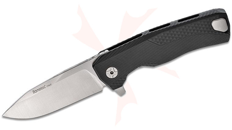 LionSteel ROK A BS Integral Flipper Knife 3.39 inch M390 Satin Blade, Black Aluminum Handles, H.WAYL Pocket Clip System
