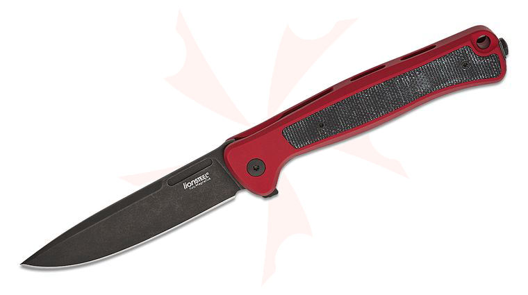 LionSteel SK01A RB Skinny Integral Flipper 3.31 inch CPM-Magnacut Old Black Drop Point Blade, Red Aluminum Handles with Black Canvas Micarta Inlay