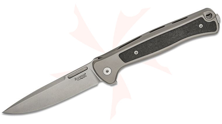 LionSteel SK01 GY Skinny Integral Flipper 3.31 inch CPM-Magnacut Drop Point Blade, Titanium Handles with Carbon Fiber Inlay