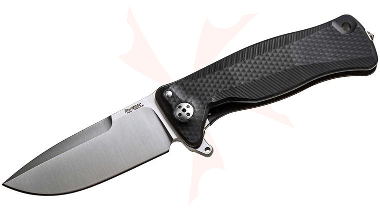 LionSteel SR-11A BS Integral Flipper 3.7 inch Sleipner Drop Point Blade, Black Aluminum Handles