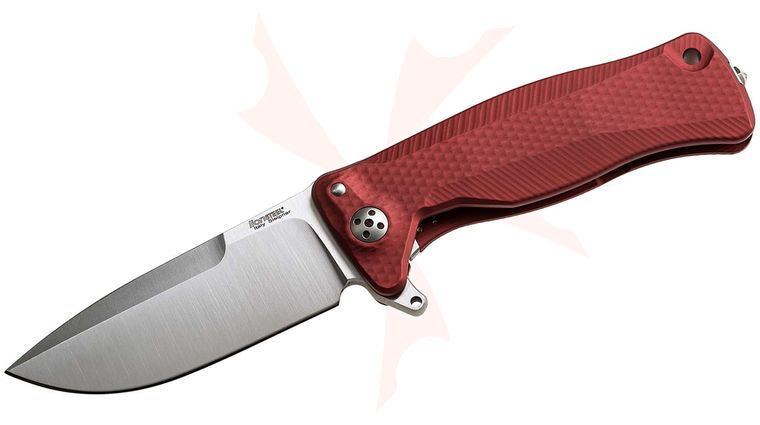 LionSteel SR-11A RS Integral Flipper 3.7 inch Sleipner Drop Point Blade, Red Aluminum Handles