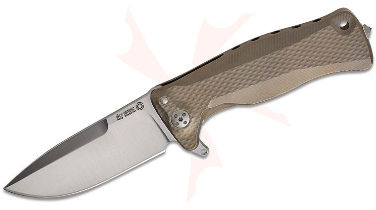LionSteel SR-11 B Integral Flipper 3.7 inch Sleipner Drop Point Blade, Brown Titanium Handles
