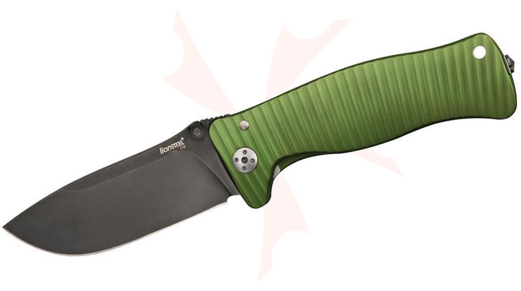 LionSteel SR-1A GB Folding 3.7 inch Black D2 Steel Blade, Green Aluminum Handle