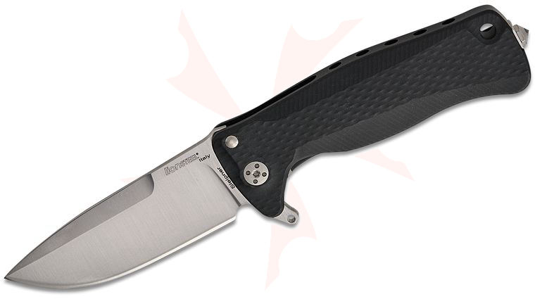 LionSteel SR-22A BS Integral Flipper Knife 3.15 inch Sleipner Drop Point Blade, Black Aluminum Handle