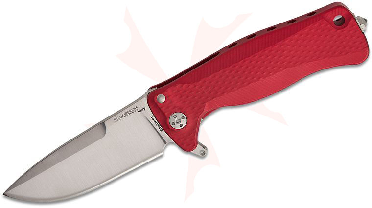 LionSteel SR-22A RS Integral Flipper Knife 3.15 inch Sleipner Drop Point Blade, Red Aluminum Handle