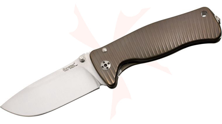 LionSteel SR-2 B Folding 3.07 inch Satin Sleipner Steel Blade, Bronze Titanium Handle with Presentation Box