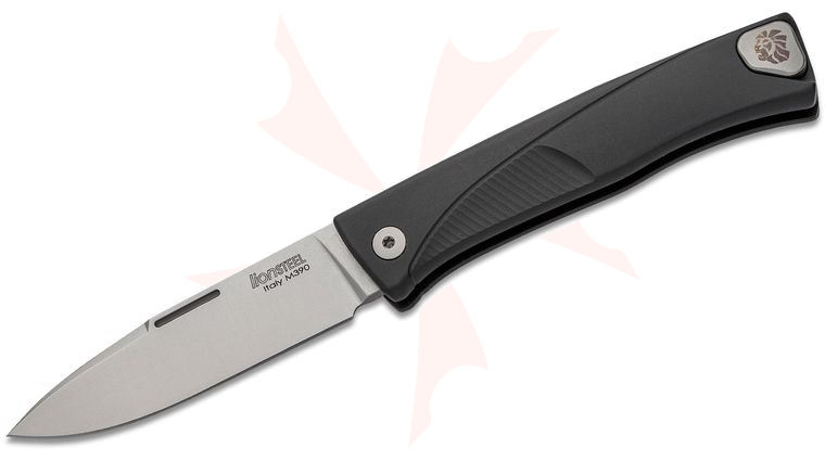 LionSteel Thrill Integral Slipjoint Folding Knife 3.15 inch M390 Satin Blade, Black Aluminum Handle, HWAYL Pocket Clip System