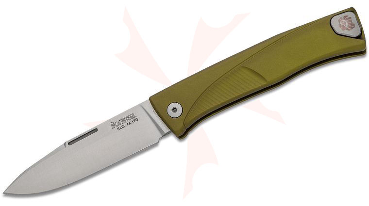 LionSteel Thrill Integral Slipjoint Folding Knife 3.15 inch M390 Satin Blade, Green Aluminum Handle, HWAYL Pocket Clip System
