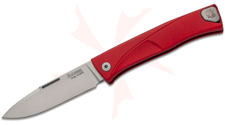 LionSteel Thrill Integral Slipjoint Folding Knife 3.15 inch M390 Satin Blade, Red Aluminum Handle, HWAYL Pocket Clip System