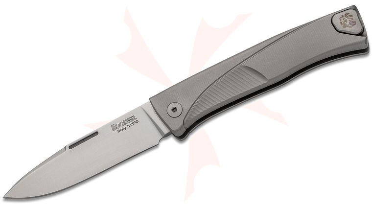 LionSteel Thrill Integral Slipjoint Folding Knife 3.15 inch M390 Satin Blade, Gray Titanium Handle, HWAYL Pocket Clip System