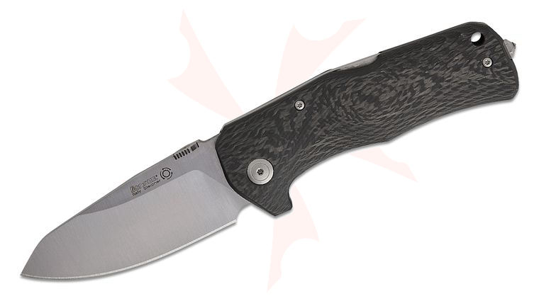 LionSteel TM1 CS Folding Knife 3.54 inch Satin Sleipner Steel Blade, One Piece Carbon Fiber Handle, Leather Pouch