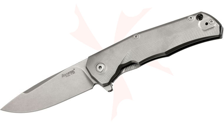 LionSteel TRE Three Rapid Exchange Folder 2.91 inch M390 Blade, Matte Titanium Handles, Blue Accents