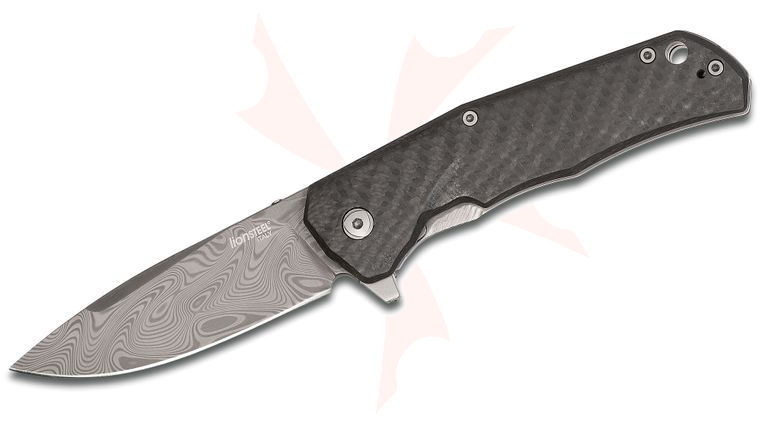 LionSteel TRE Three Rapid Exchange Folder 2.91 inch Thor Damasteel Blade, Carbon Fiber/Matte Titanium Handles
