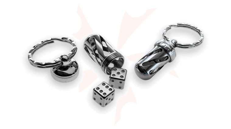 LionSteel DD IN Stainless Steel AcornDice Keychain Pendant