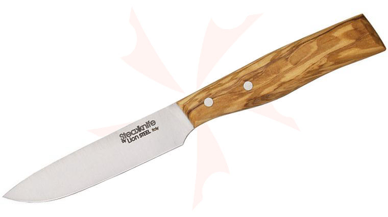 LionSteel 4 inch Steak Knife, Olive Wood Handle