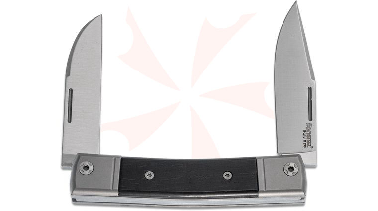 LionSteel bestMAN BM13 Traditional Folding Knife M390 Clip Point and Wharncliffe Blades, Ebony Wood Handles with Titanium Bolsters