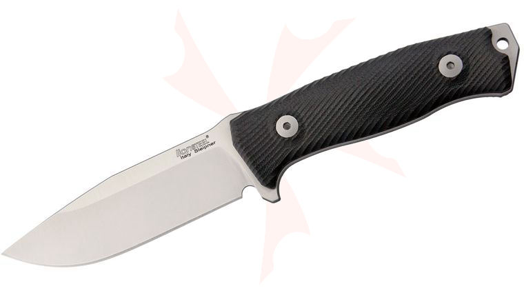 LionSteel M5 Hunter Fixed 4.53 inch Satin Sleipner Plain Blade, Black G10 Handles, Cordura Sheath