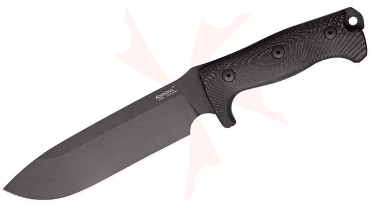 LionSteel M7B Combat / Survival Knife Fixed 7.09 inch Black Sleipner Blade, Micarta Handles, Kydex Sheath