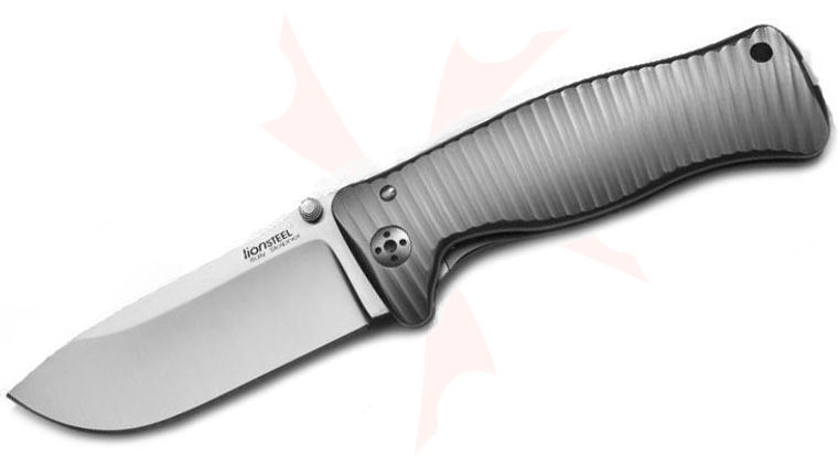 LionSteel SR-1 G Folding 3.7 inch Satin Sleipner Steel Blade, Gray Titanium Handle with Presentation Box