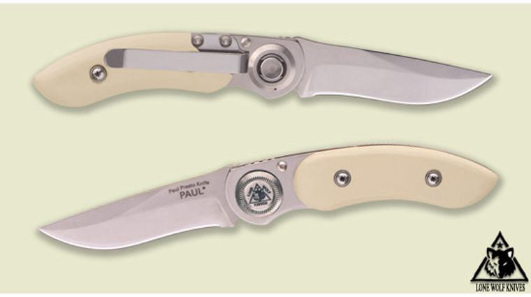 Lone Wolf Paul Presto Pocket Knife w/Ivory Micarta Handle & 2.4