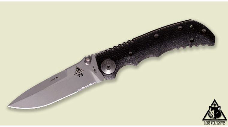 Lone Wolf Harsey T3 Tactical Folder 4.8 inch S30V Blade Black Handle Combo Edge