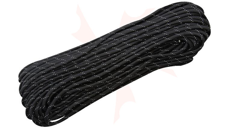 Marble's 550 Paracord, Black Reflective with Silver Tracer, 100 Feet