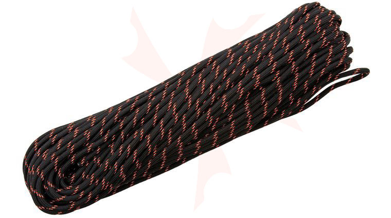 Marble's 550 Paracord, Black Reflective with Neon Orange Tracer, 100 Feet