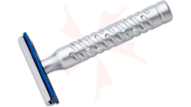 The Goodfellas' Smile Styletto Double Edge Safety Razor, 3.5 inch Long, Aluminum Handle with Shadow Blue Base