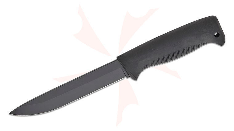 Peltonen Knives M95 Finnish Ranger Puukko Fixed Blade Knife 5.75 inch 80CRV2 Black Drop Point Blade, Black TPE Handle, Plastic Sheath