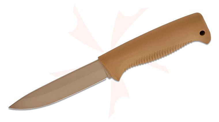 Peltonen Knives M07 Finnish Ranger Puukko Fixed Blade Knife 4.625 inch 80CRV2 Coyote Tan Drop Point Blade, Coyote Tan TPE Handle, Plastic Sheath