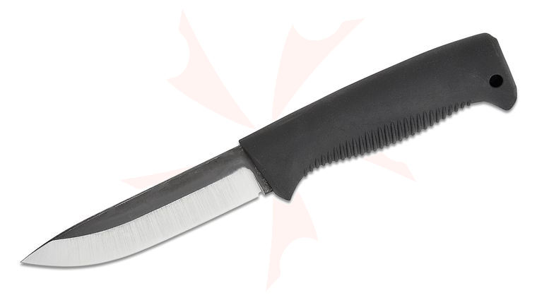 Peltonen Knives M07 Finnish Ranger Puukko Fixed Blade Knife 4.625 inch 80CRV2 Two-Tone Drop Point Blade, Black TPE Handle, Plastic Sheath