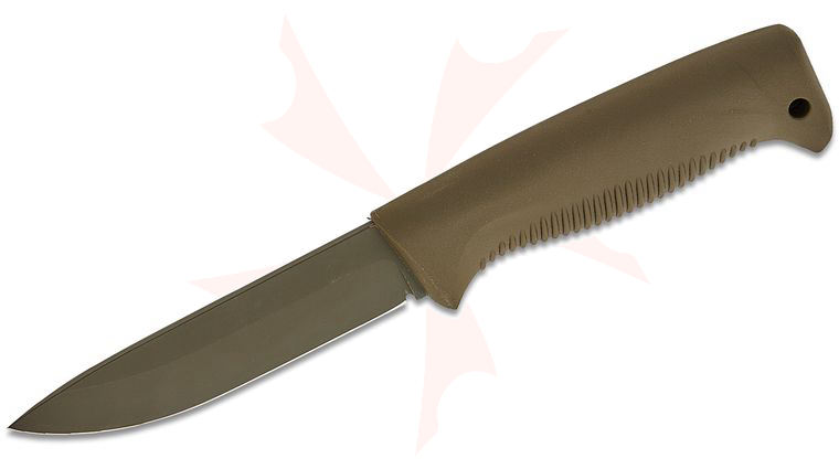 Peltonen Knives M07 Finnish Ranger Puukko Fixed Blade Knife 4.625 inch 80CRV2 OD Green Drop Point Blade, OD Green TPE Handle, Plastic Sheath